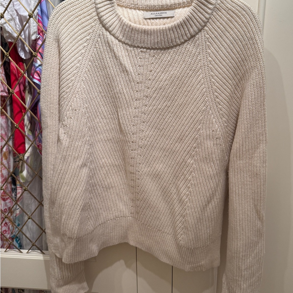 All Saints Women's Beige Crew Neck Sweater